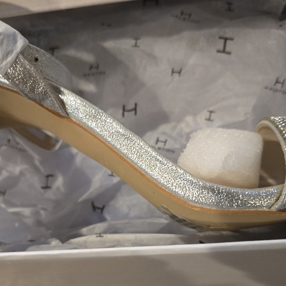 H by Halston Ankle Strap Party Bling High Heel Dress Sandal, Silver, NEW - Picture 12 of 16